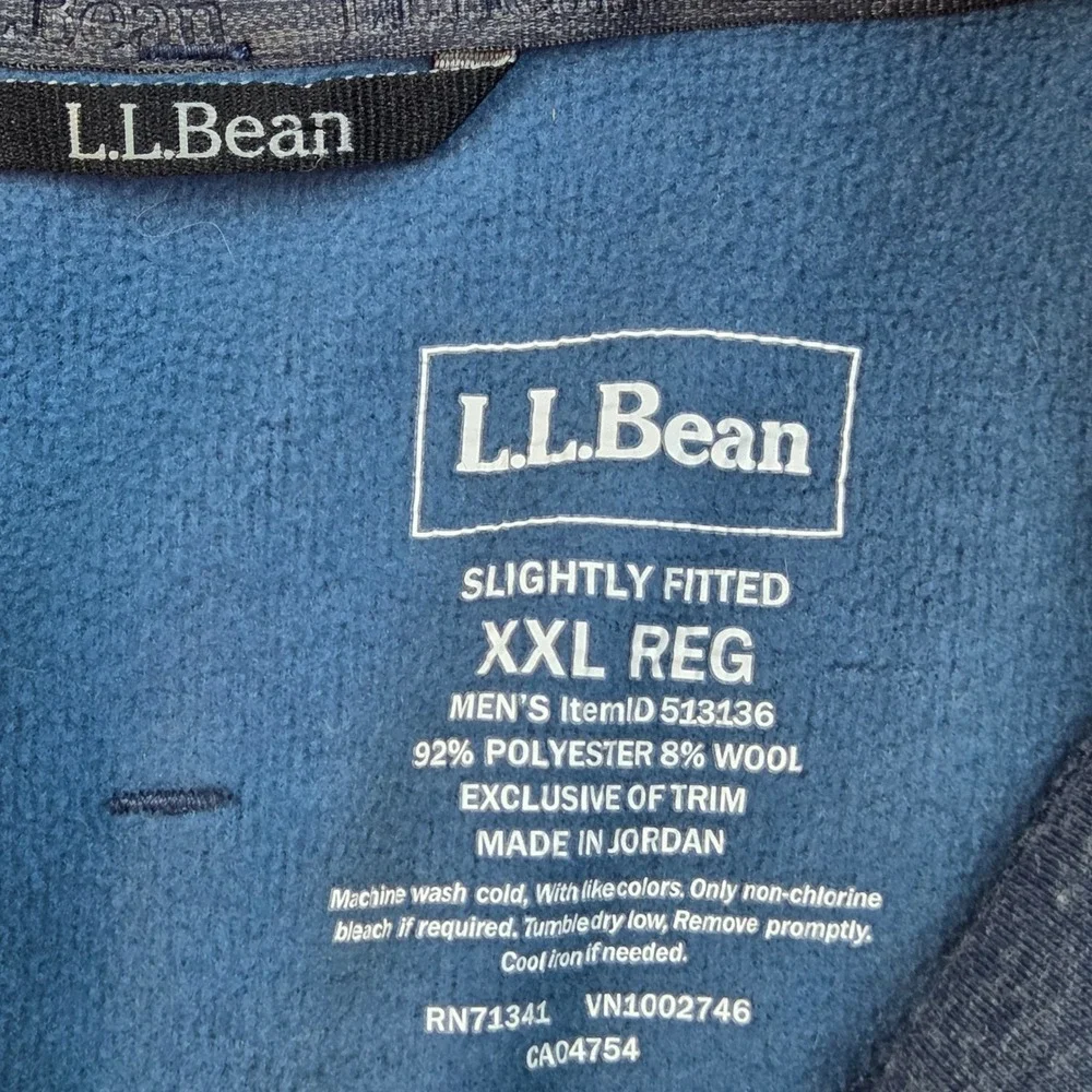 L.L. Bean Wool Blend Full Zip Jacket Mens XXL Fitted Mock Neck Heather Blue